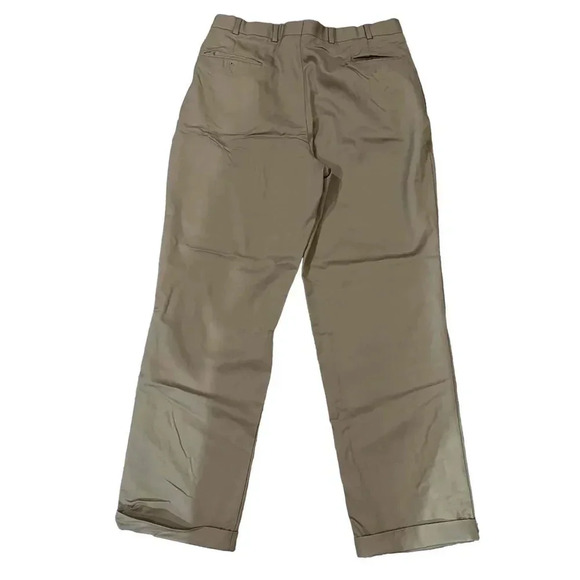 Brooks Brothers Khaki Pleated Straight Leg Pants Chinos Size W34/L32 - Picture 3 of 3